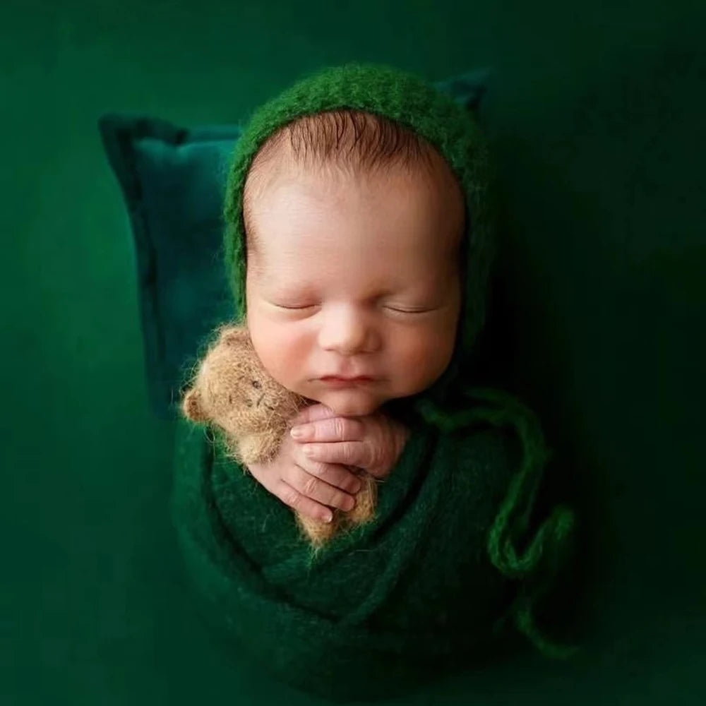 Newborn Photography Props Velvet Pillow Bowknot Hairband