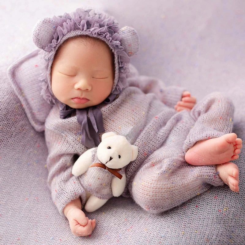 4 Pcs/Set Baby Infants Hat Pillow Bear Doll Newborn Photography Props