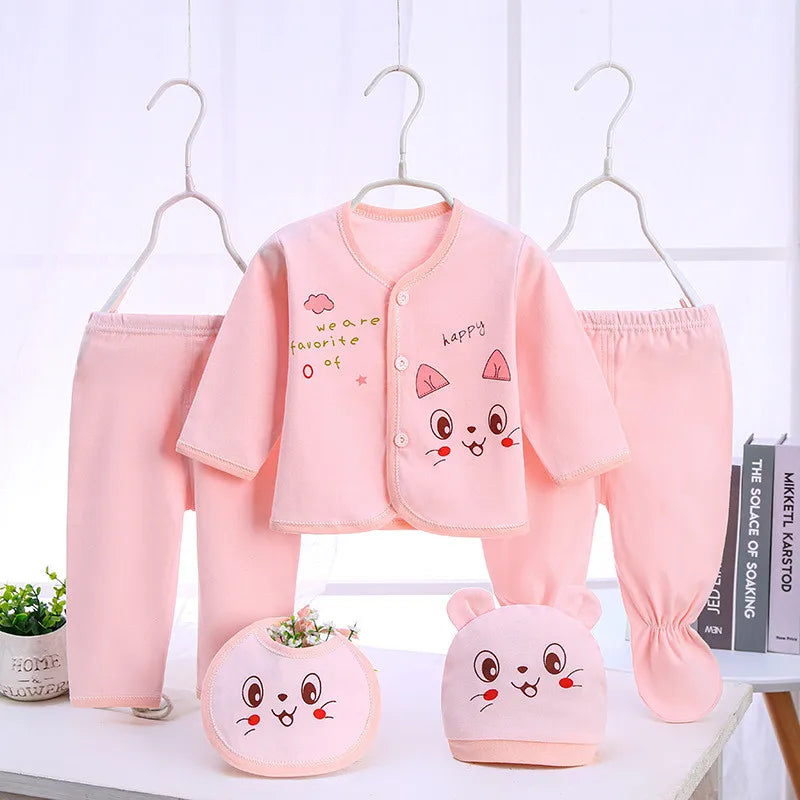Newborn 5-piece Cotton Baby Clothes 0-3 Months Set