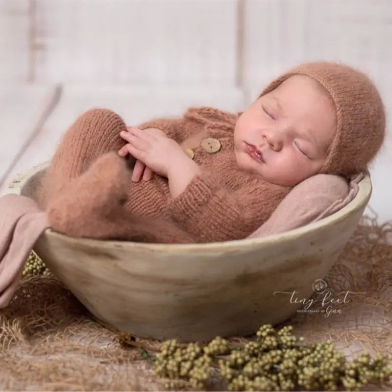 Newborn Soft Fuzzy Footed Romper For Baby Photo Props