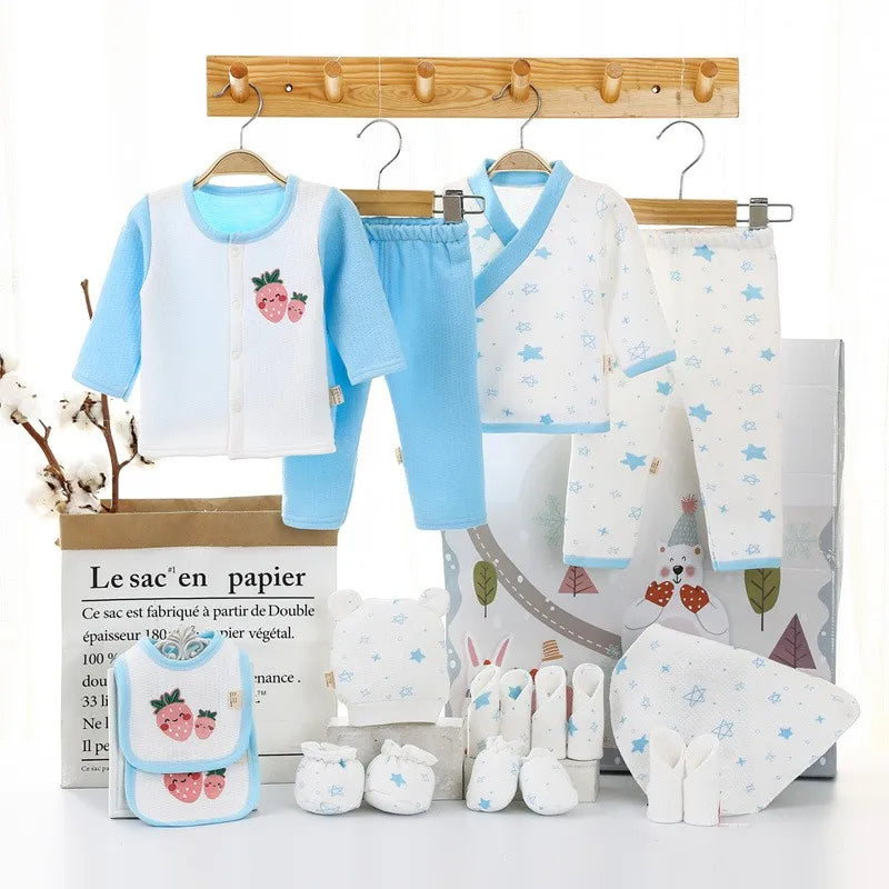 18pcs Baby Sets Newborn Baby Gift Spring Winter Full Sleeve Print Roupas De Bebe Cotton Baby Girl Boys Clothes Unisex No Box