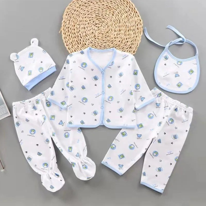 Newborn 5-piece Cotton Baby Clothes 0-3 Months Set