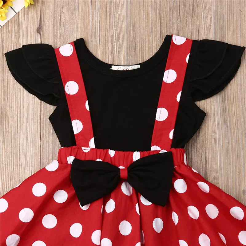 6-36 Months Baby Girls Clothes Set Black Short Sleeve Tops Girls Set White Polka Dot Red Dress For Girls Outfits Dress Set