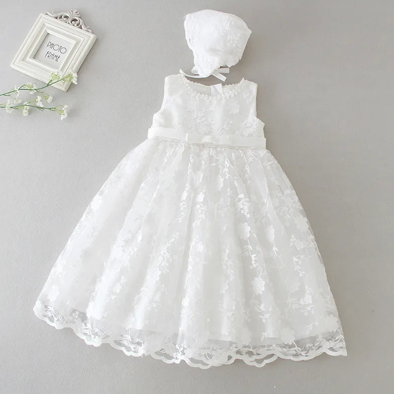 New Baby Girl Dress Baptism Dress White Lace 0-24M