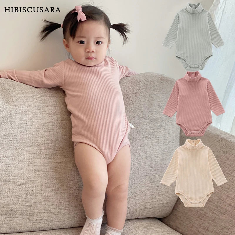 Baby Ribbed High Neck Bodysuit Knitted Clothing Outfits