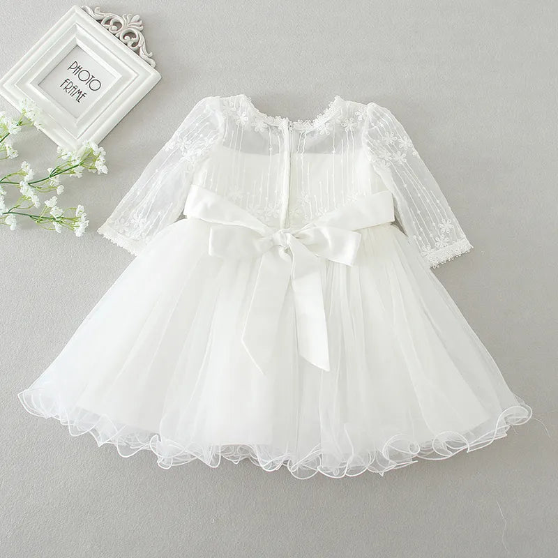 New Baby Girl Dress Baptism Dress White Lace 0-24M