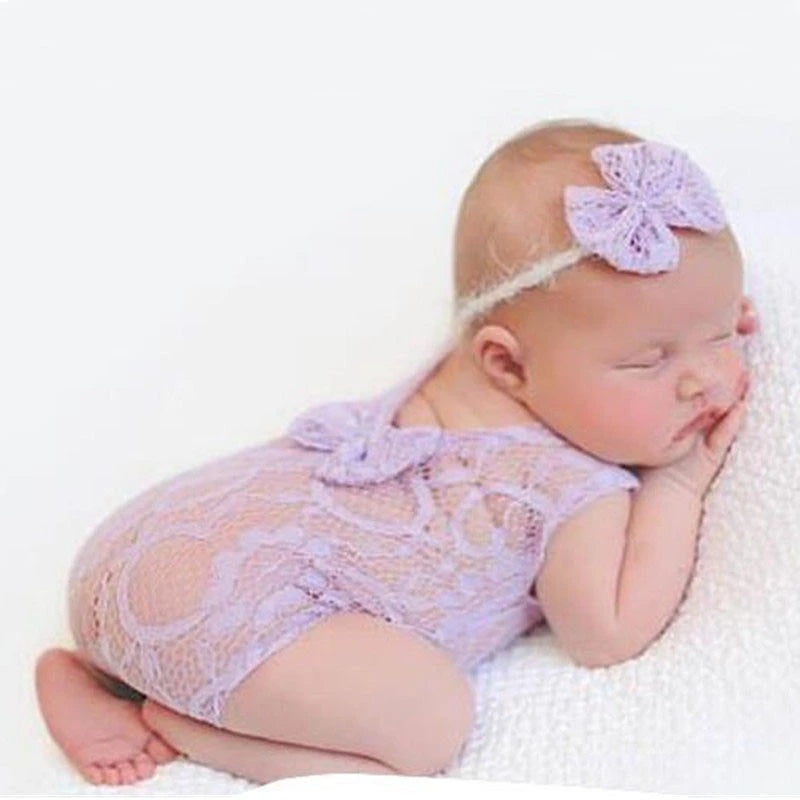 Newborn Photography Props Baby Girl Lace Romper