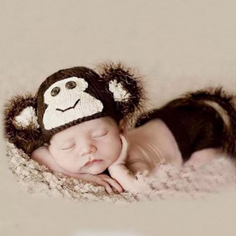 Cute Monkey Animal Clothing Suit Baby Hat Crochet Knit