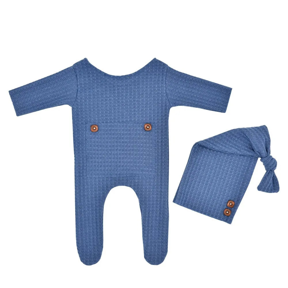 2 Pcs/Set Baby Hat Romper Newborn Photography Props Knitted Jumpsuit