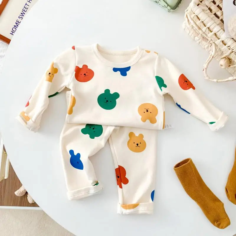 Two-piece Infant Cute Long Sleeve Set Baby Cotton Pajamas