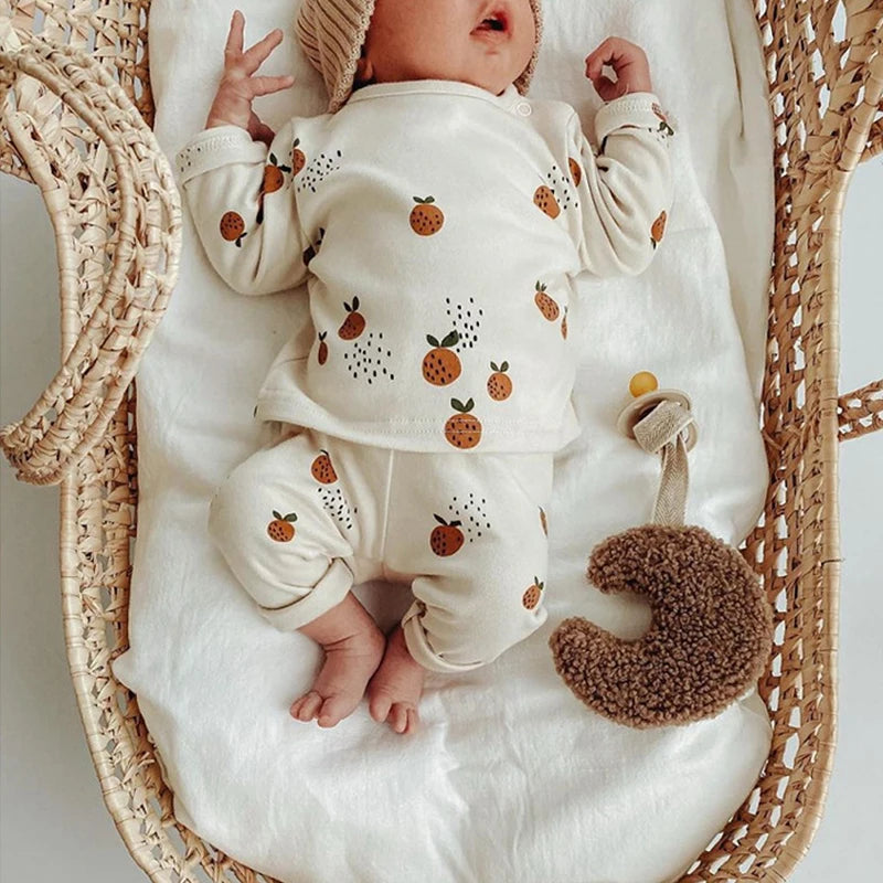 0-36M Baby Clothing Set Organic Cotton Baby Clothes Fruit Print Pajamas