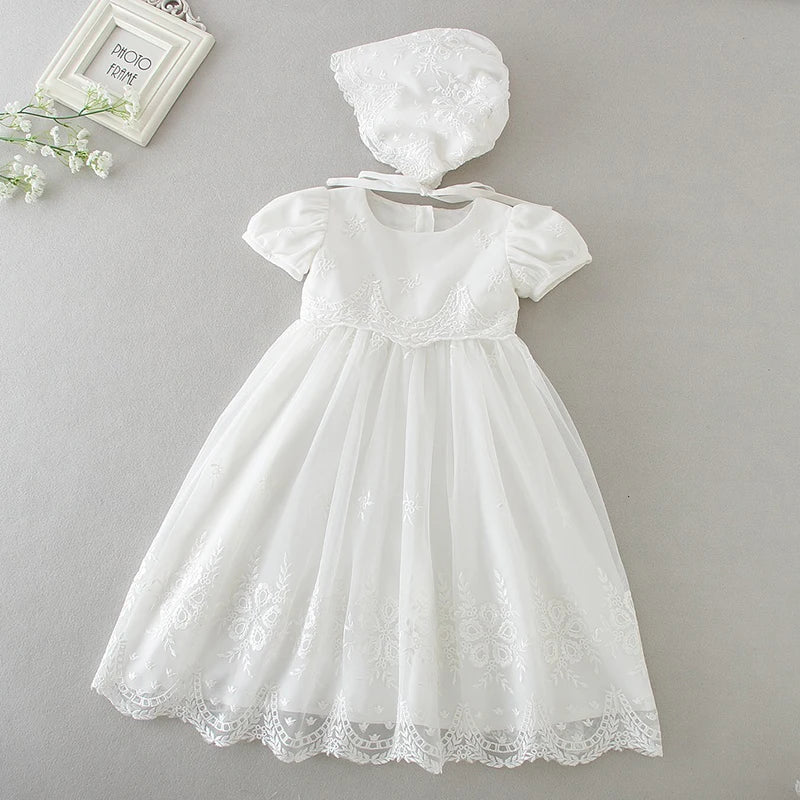 New Baby Girl Dress Baptism Dress White Lace 0-24M