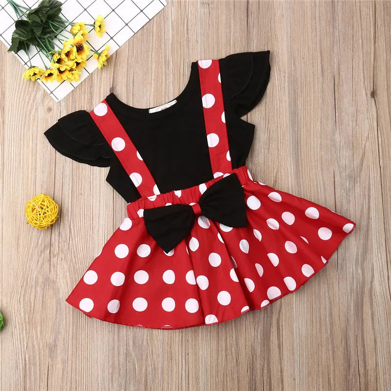 6-36 Months Baby Girls Clothes Set Black Short Sleeve Tops Girls Set