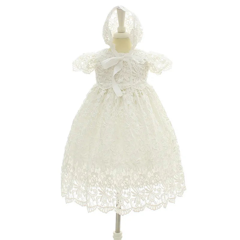 New Baby Girl Dress Baptism Dress White Lace 0-24M