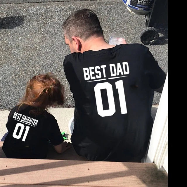 1pcs 1pcs Father and Baby Matching Shirts Best Dad Best Daughter 01 Letter Printed Daddy and Daughter Match Family Look Outfits