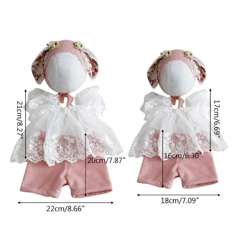 3 Pcs/Set Sweet Baby Hat Tops Pants Clothing Newborn Props