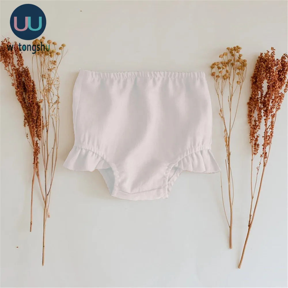 0-2Y Newborn Toddler Cotton Ruffles Sleeveless Tops Shorts Pants Set
