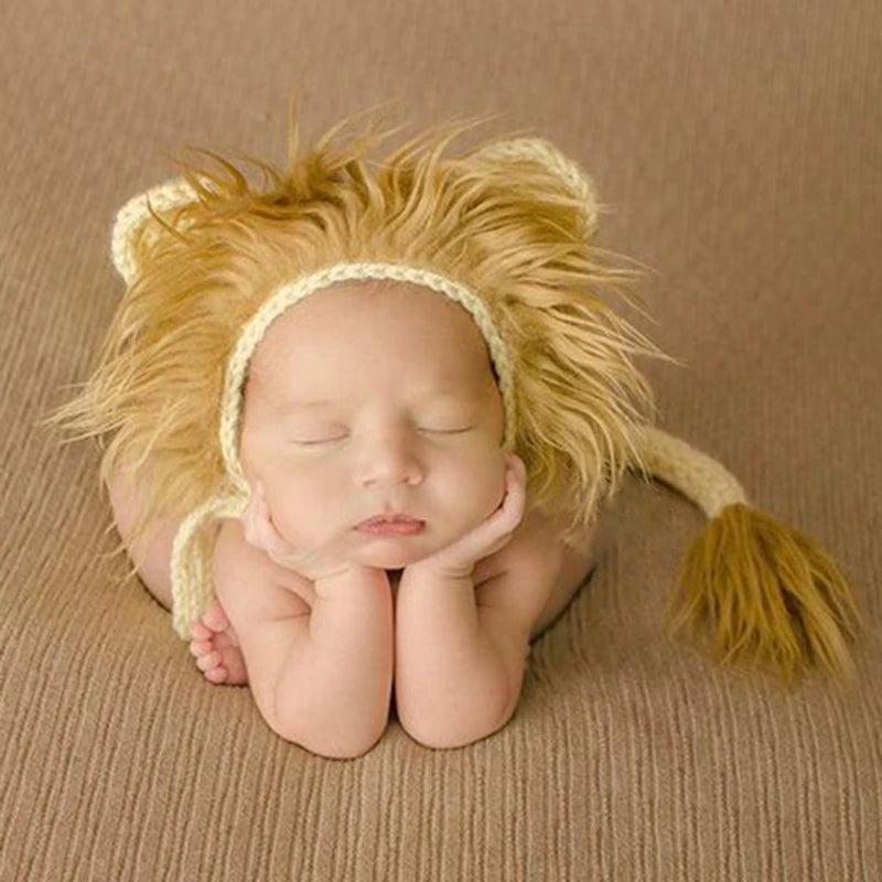 2 Pcs Baby Props Lion Hat Tail Set Newborn Photography Outfits