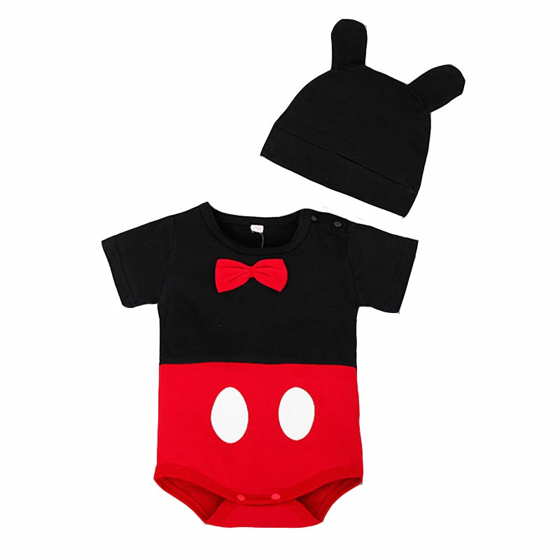 2024 Newborn Baby Dress Princess Minnie Mickey Set Summer Bodysuit