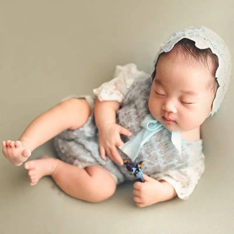 2-4Pcs Newborn Photography Props Suit Lace Romper + Hat Set 0-1Month
