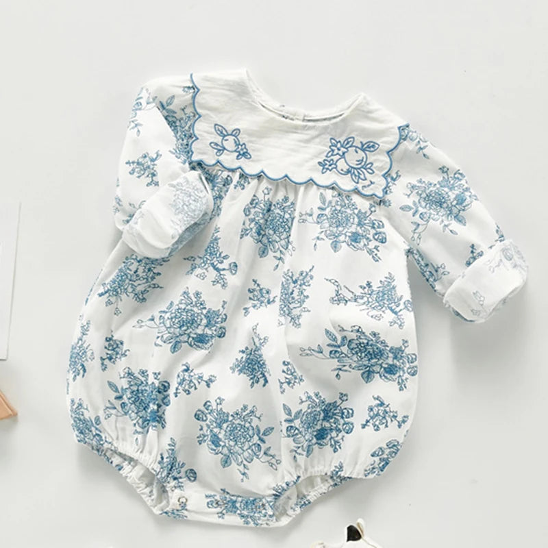 Autumn Newborn Baby Girls Flower Clothes Infant Baby Girls Jumpsuit Cotton Long Sleeve Spring Toddler Baby Girl Romper