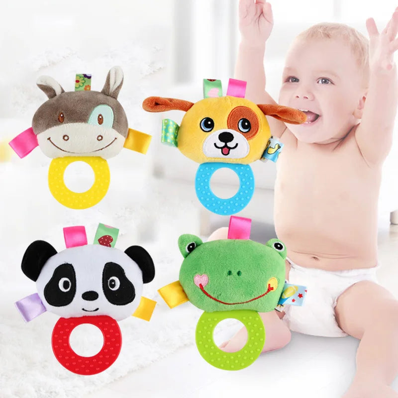 Baby Rattles Cartoon Infant Appease Doll Hand Bells Teether Toys