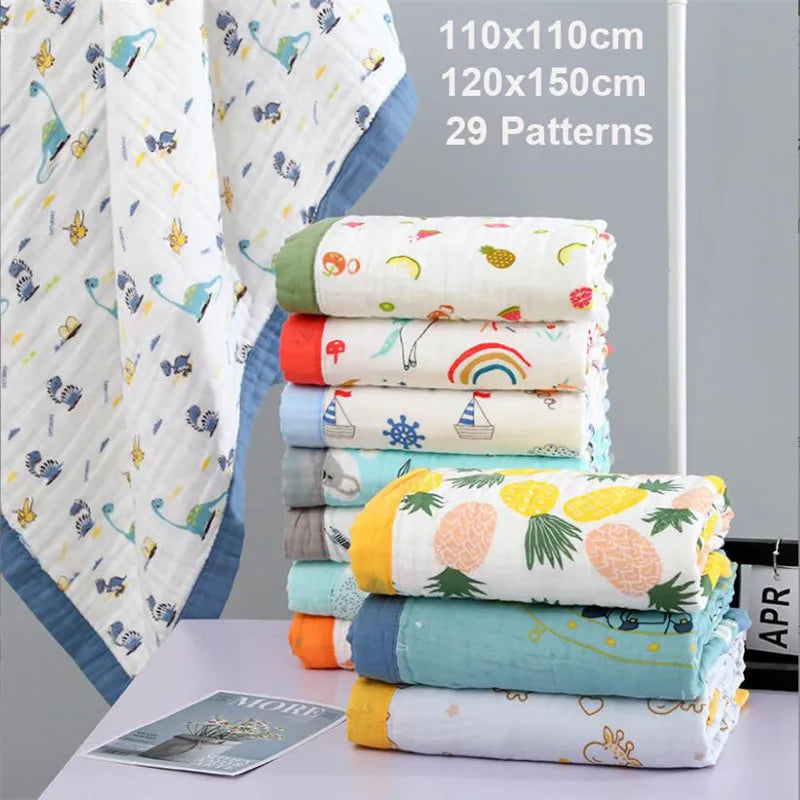 110x110cm 120x150cm 6 Layer Muslin Boy Girl Kids Children Sleep Blanket Swaddle Bath Towel 100% Cotton Newborn Wrap Baby Blanket