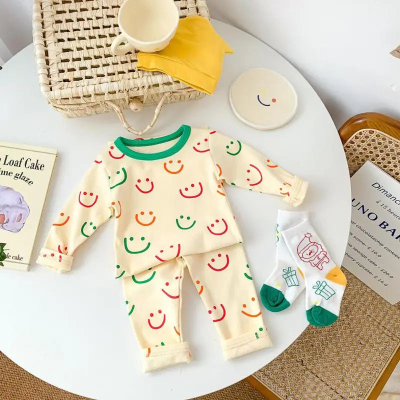 Two-piece Infant Cute Long Sleeve Set Baby Cotton Pajamas
