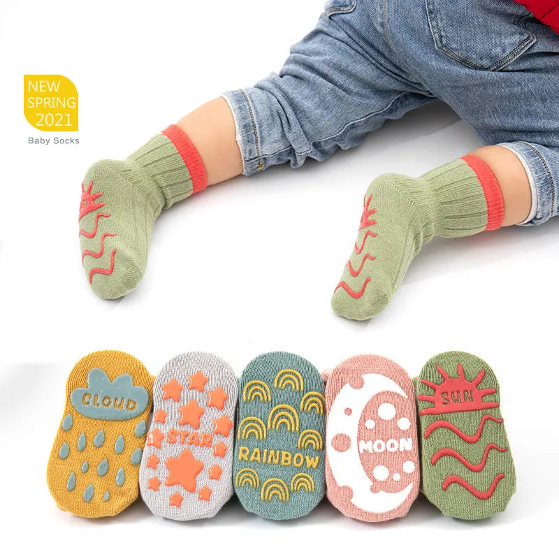 3 Pairs/lot Socks Anti Slip Newborn Baby Floor Socks Cotton Socks