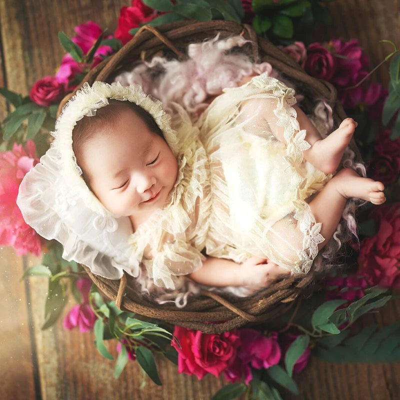 5Pcs Baby Lace Dress+Hat+Pillow+Shorts+Shoes Set