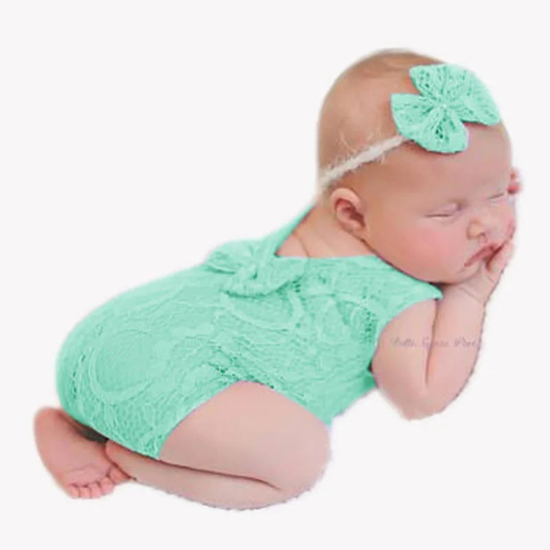 Newborn Photography Props Baby Girl Lace Romper