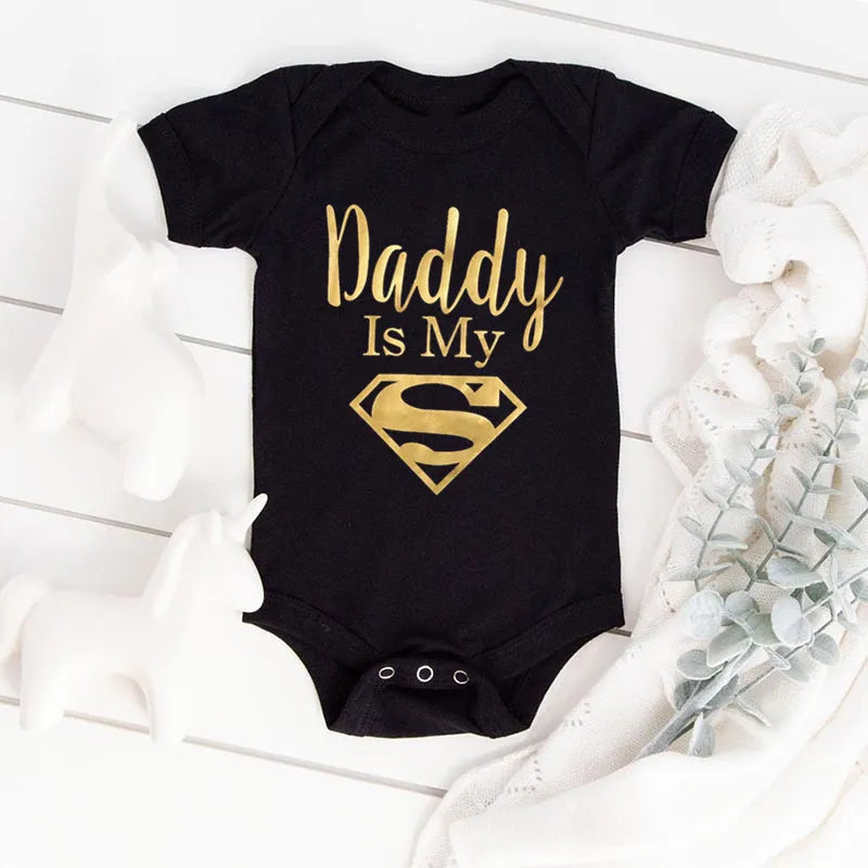 Daddy Is My Hero Funny Print Infant Baby Bodysuit