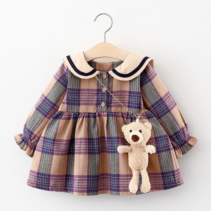 2023 Fall Newborn Baby Girl Dress Clothes Toddler Girls Princess Plaid Birthday Dresses For Infant Baby Clothing 0-2y Vestidos
