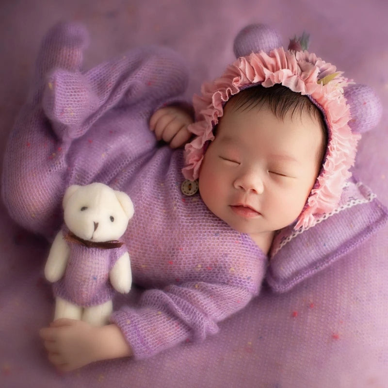 4 Pcs/Set Baby Infants Hat Pillow Bear Doll Newborn Photography Props