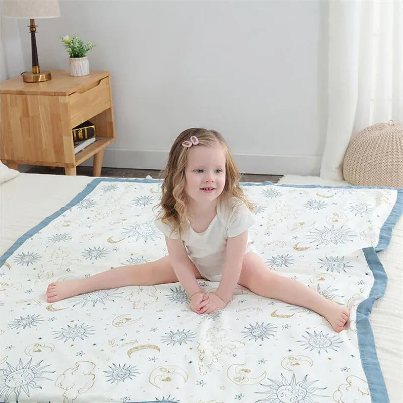120x150cm 4 and 6 Layers Bamboo Fiber Muslin Swaddle Baby Blankets Wrap Newborn Baby Kids Bath Towel Children Sleeping Blanket