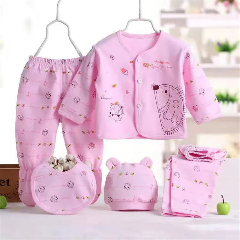 Newborn 5-piece Cotton Baby Clothes 0-3 Months Set