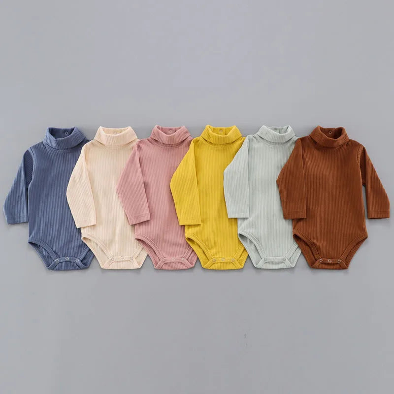 Baby Ribbed High Neck Bodysuit Knitted Clothing Outfits