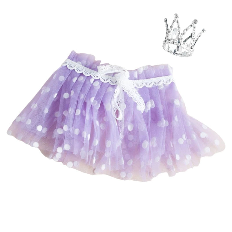2 Pcs Newborn Photography Props Short Skirts+Headwear Crown Set