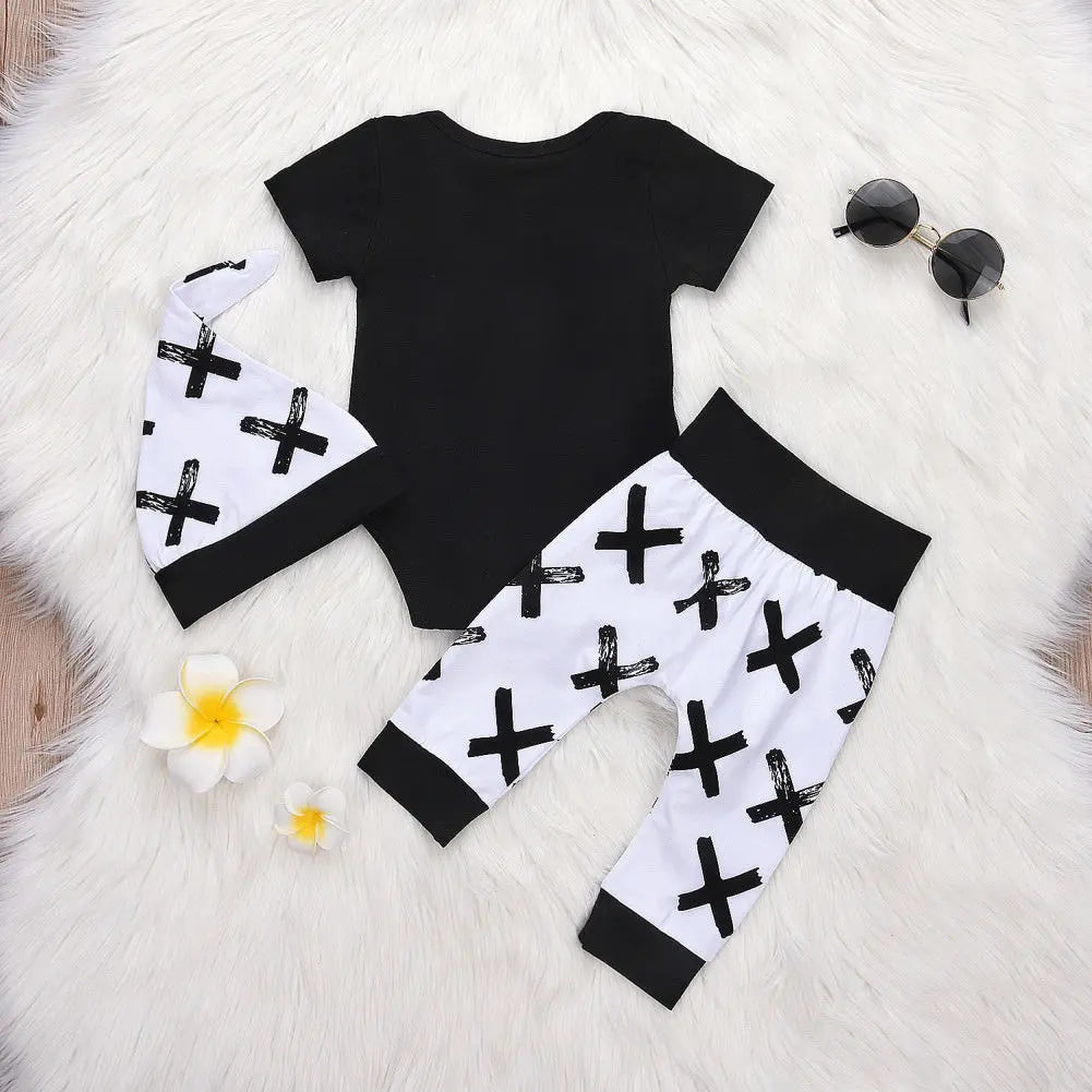 0-24 Month Toddler Kids Baby Boy 3Pcs Clothes Set Newborn
