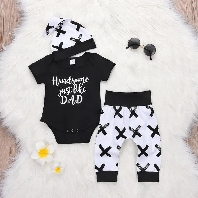 0-24 Month Toddler Kids Baby Boy 3Pcs Clothes Set Newborn