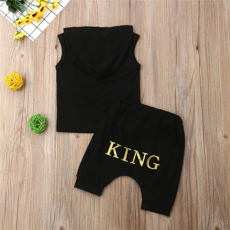 0-36M Baby Boys Black Sleeveless Sweatshirt Set