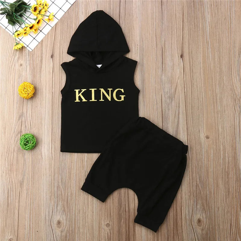 0-36M Baby Boys Black Sleeveless Sweatshirt Set