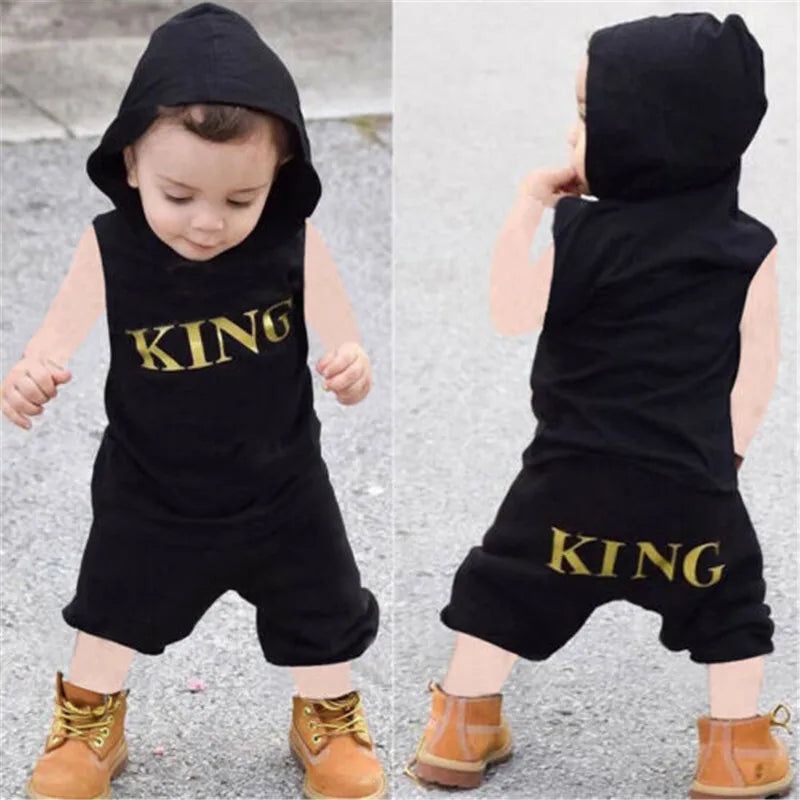 0-36M Baby Boys Black Sleeveless Sweatshirt Set