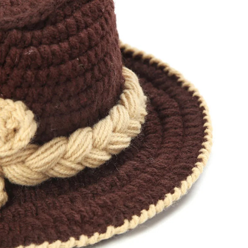 Crochet Baby Cowboy Handmade Knitted Hat and Boots Set