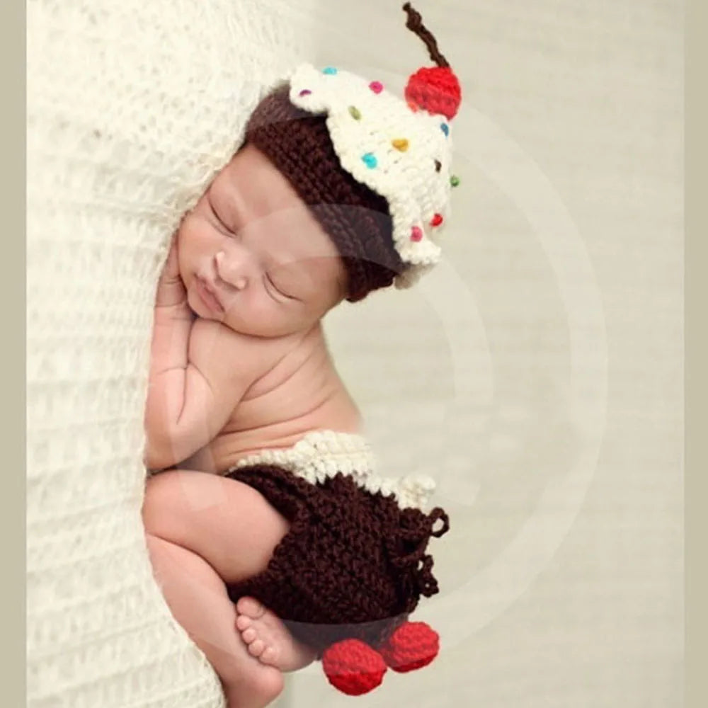 Crochet Knit Baby Hat Cake Lovely Newborn Baby Photography Props
