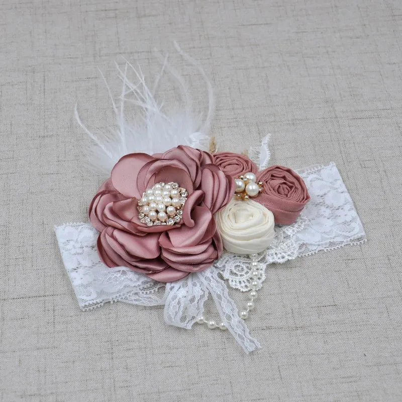 Vintage Flower Headband Baby Newborn Feather Accessories