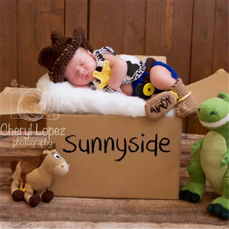 Cowboy Boots Hat and Diaper Cover with Vest 5 Pieces Set Clothes