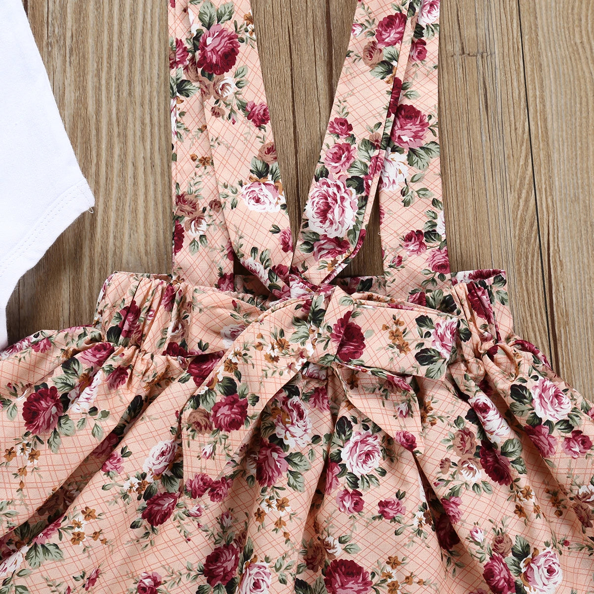 2024 Summer Newborn Baby Girl Floral Dress Overalls Headband Outfit