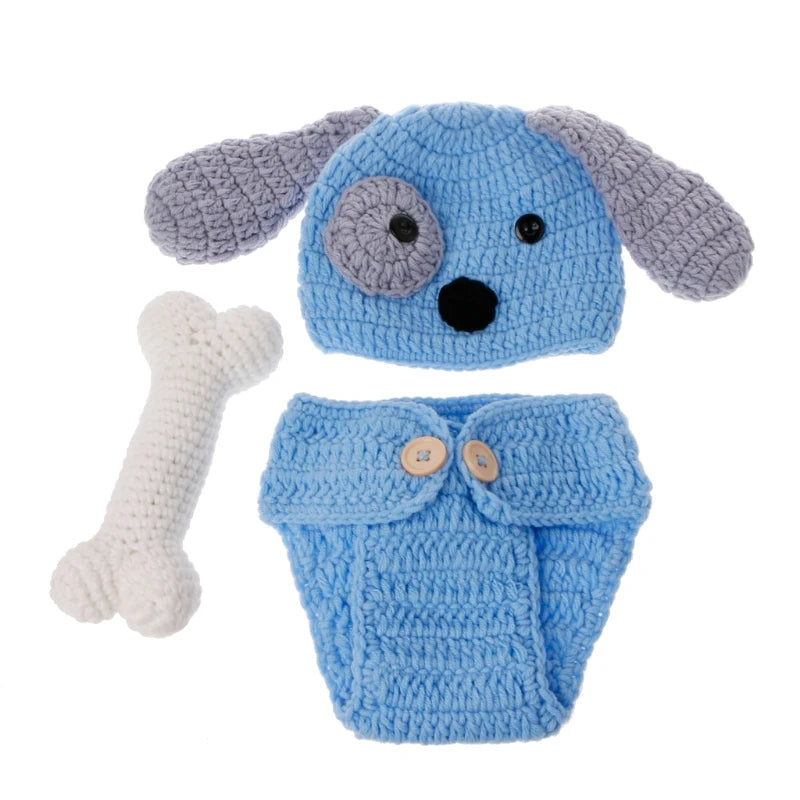 Newborn Photography Props Lovely Dog Set knitting Outfits