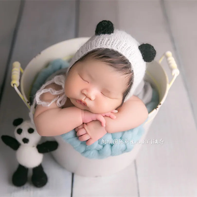Cute Panda Hat Panda Toy Kitted Newborn Photo Props
